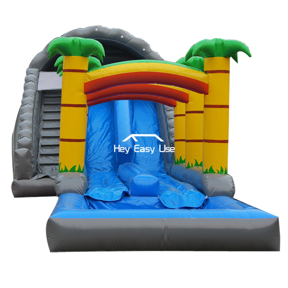 Tropical Inflatable Water And Dry Slide Single Lane