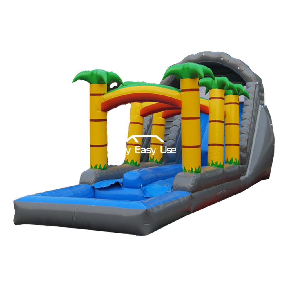 Tropical Inflatable Water And Dry Slide Single Lane