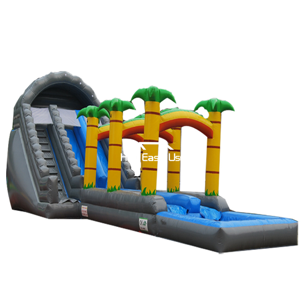 Tropical Inflatable Water And Dry Slide Single Lane