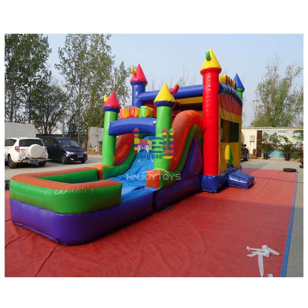 popular rainbow inflatable slide combo