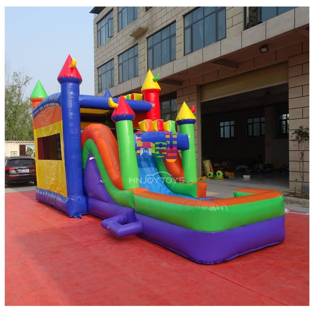 popular rainbow inflatable slide combo