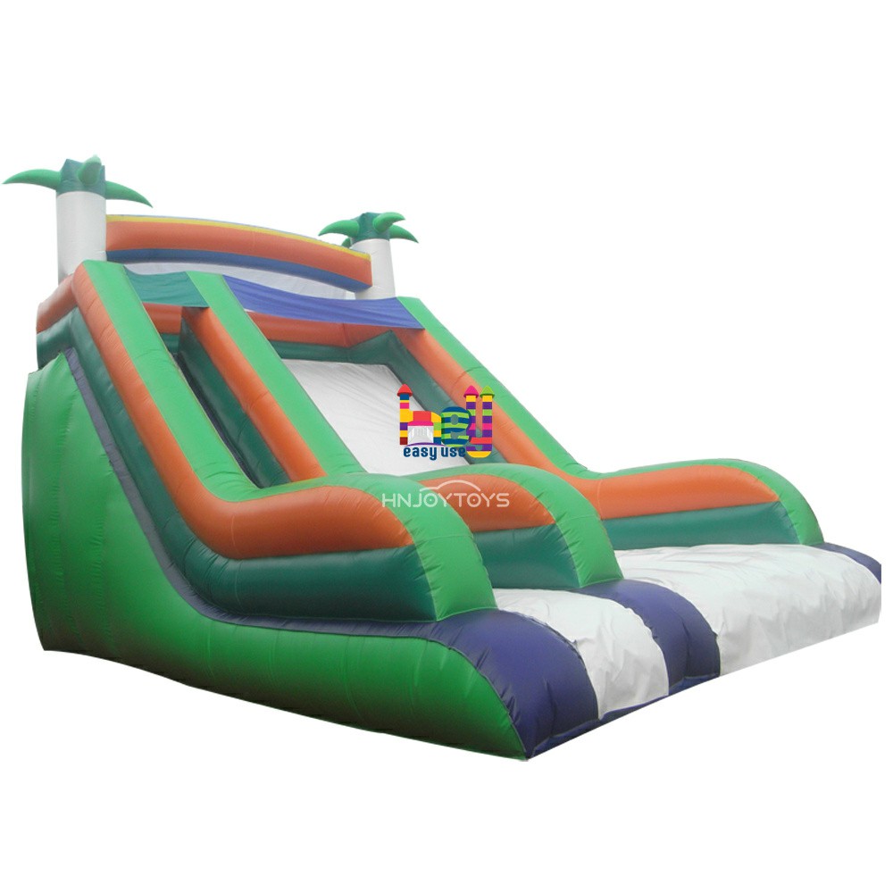 Palm Tree Theme Single Lane Inflatable Simple Slide With Blower