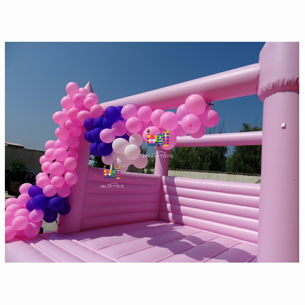 Kids Jumping Game Pastel Pink Inflatable Bounce House With Air Blower