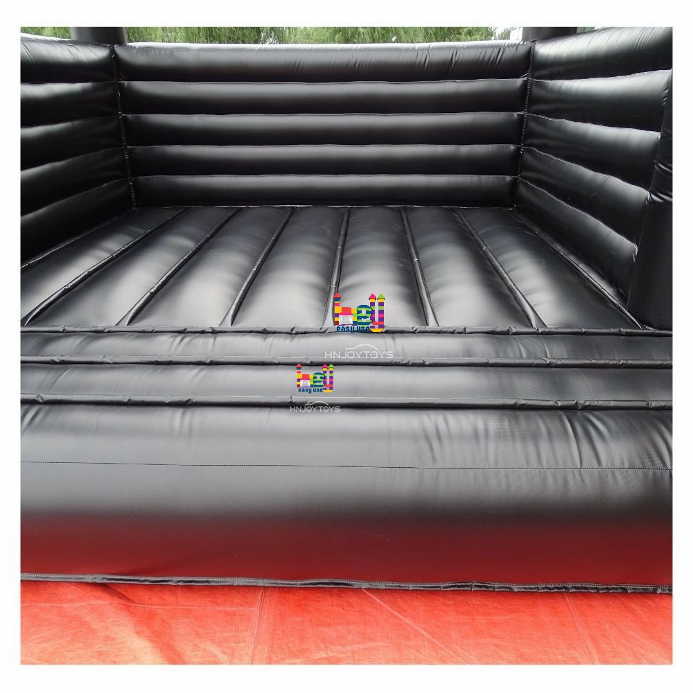 Small Black Inflatable Wedding Bounce House Modern Open Top Bouncy Castle 