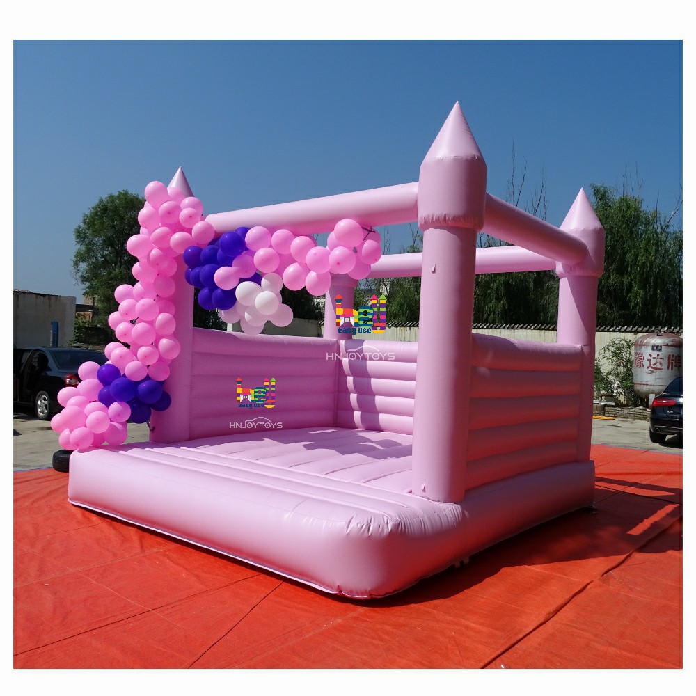 Kids Jumping Game Pastel Pink Inflatable Bounce House With Air Blower