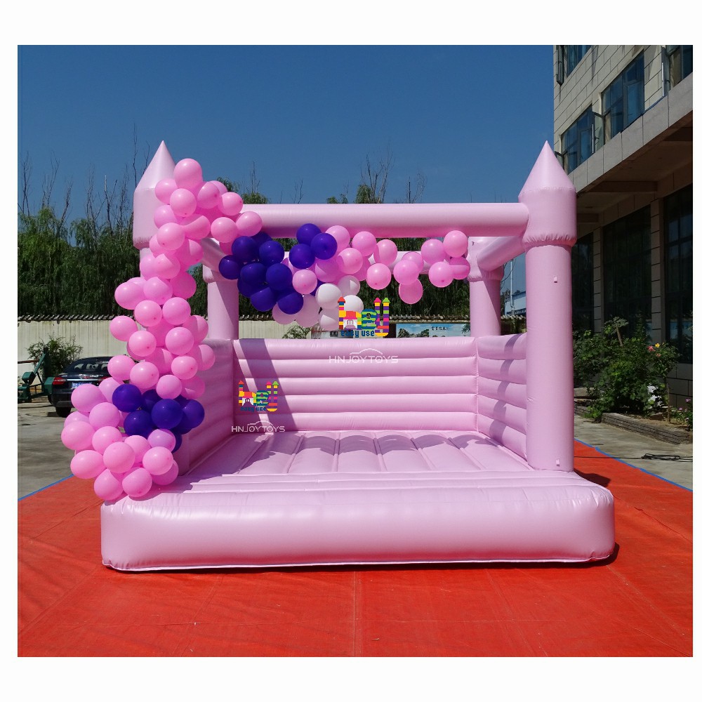 Kids Jumping Game Pastel Pink Inflatable Bounce House With Air Blower