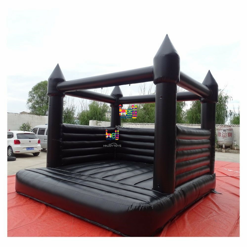 Small Black Inflatable Wedding Bounce House Modern Open Top Bouncy Castle 