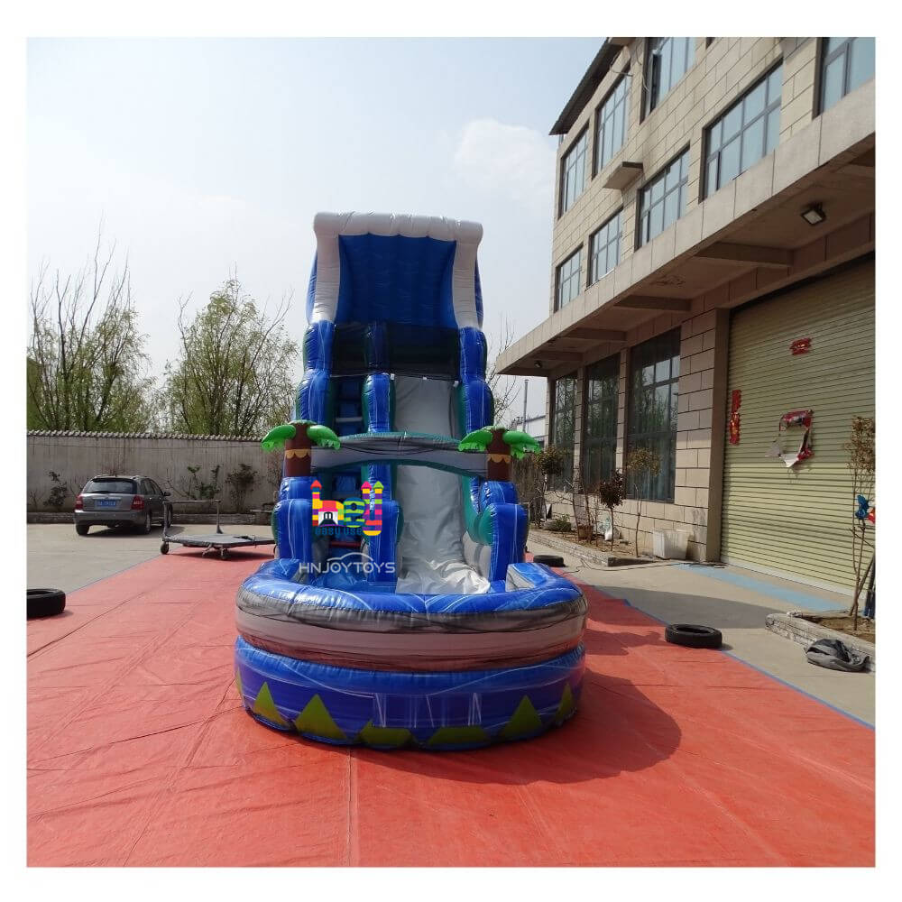 Blue plam tree Inflatable water slide 