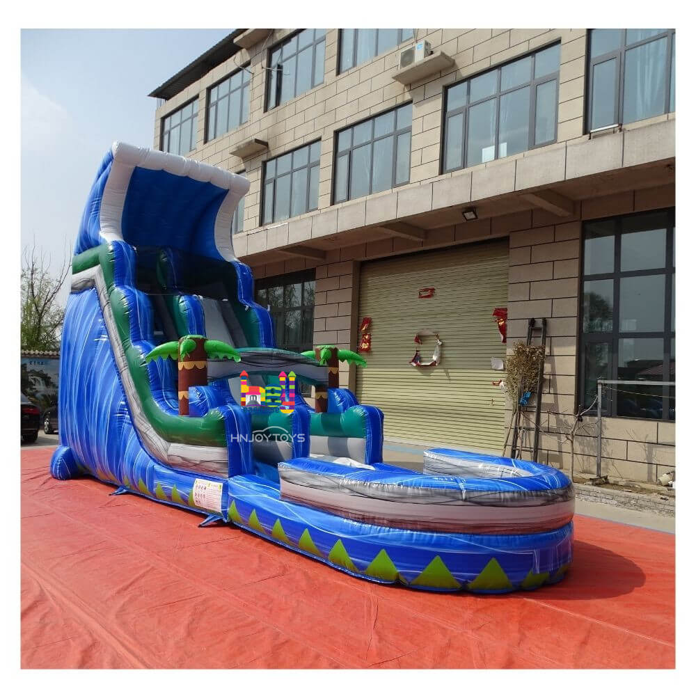 Blue plam tree Inflatable water slide 