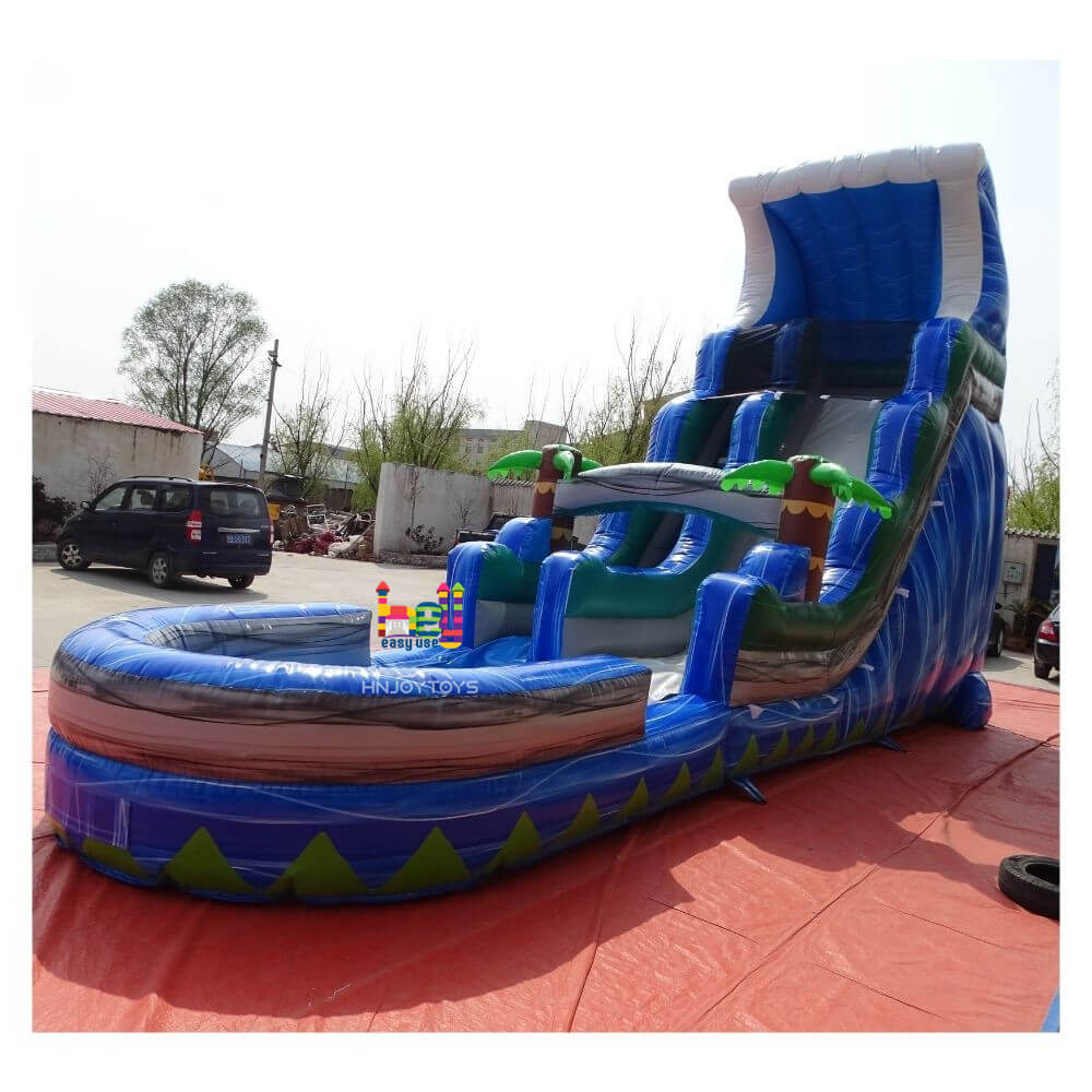 Blue plam tree Inflatable water slide 