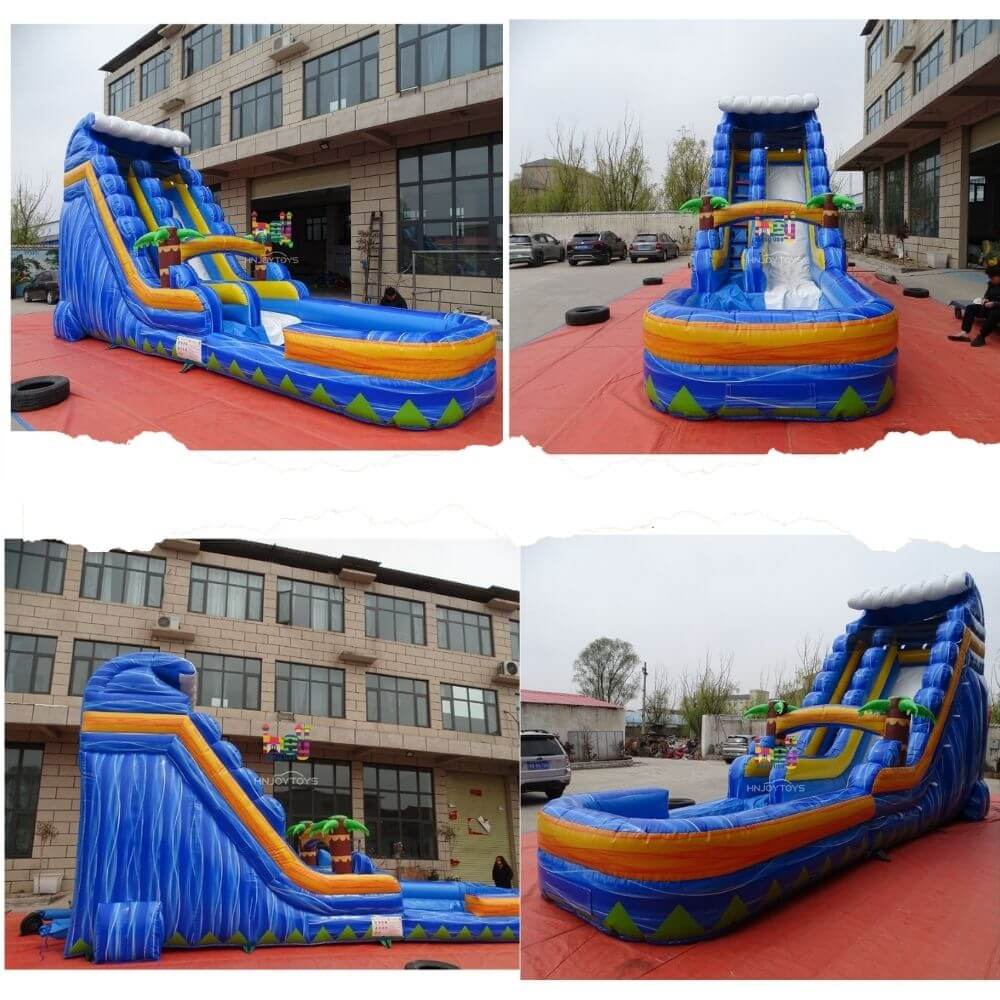 summer water game marble blue inflatable water slide 