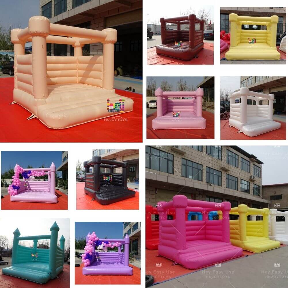 Pastel beige inflatable castle moonwalk for kids party 