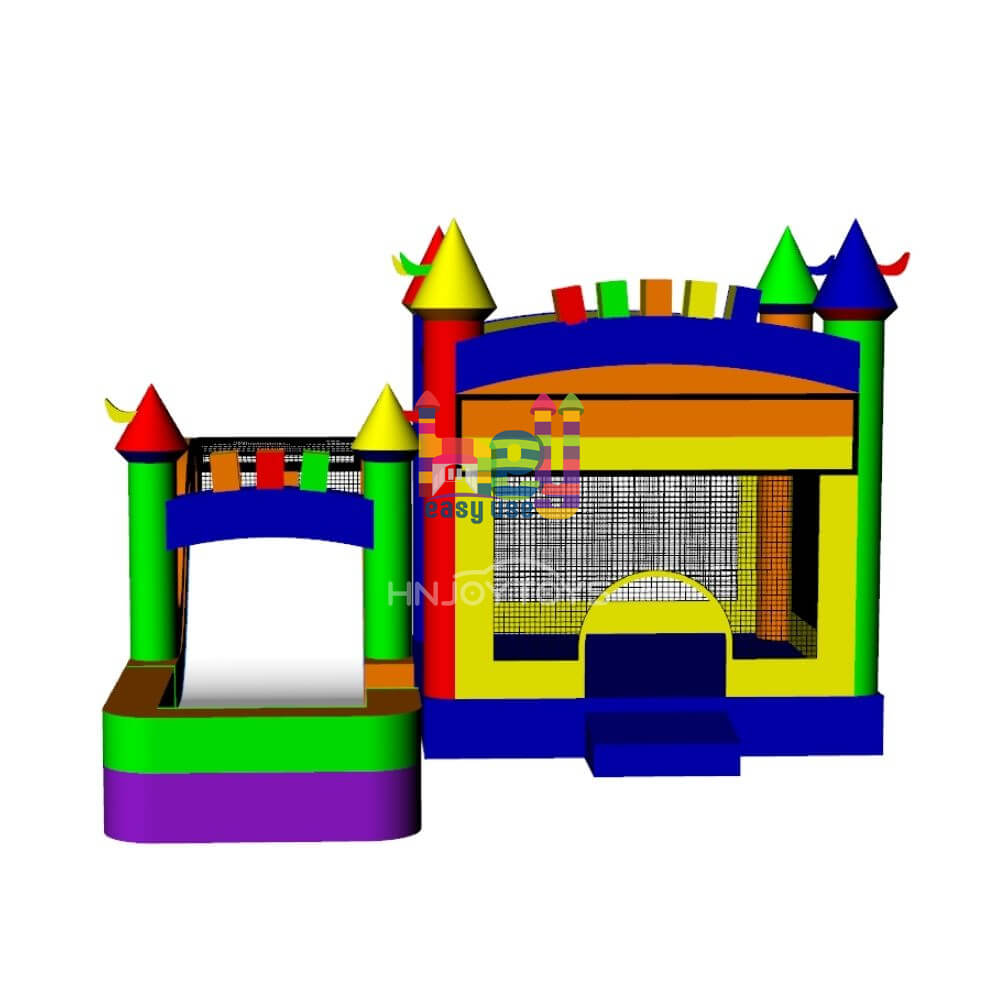 Backyard Rainbow Castle Combo Bouncer with Water Pool