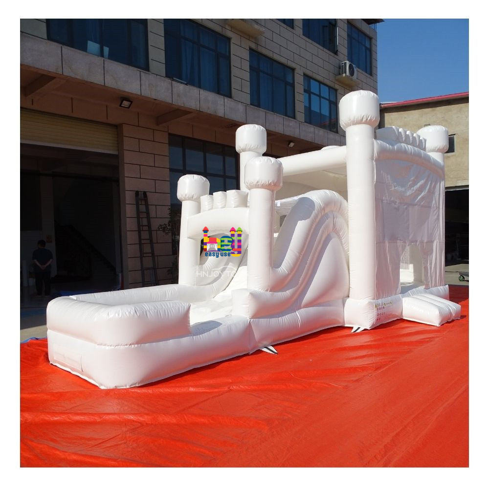 White Inflatable Combo Bounce And Slide High Quality