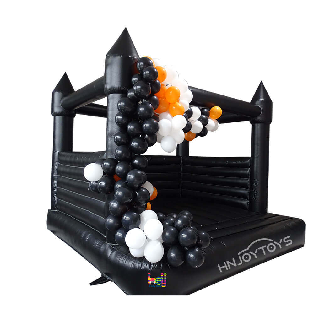 Portable Inflatable White Black Bounce House Wedding Bouncy Castle Jumping House Tent With Air Blower For Party Wedding Event