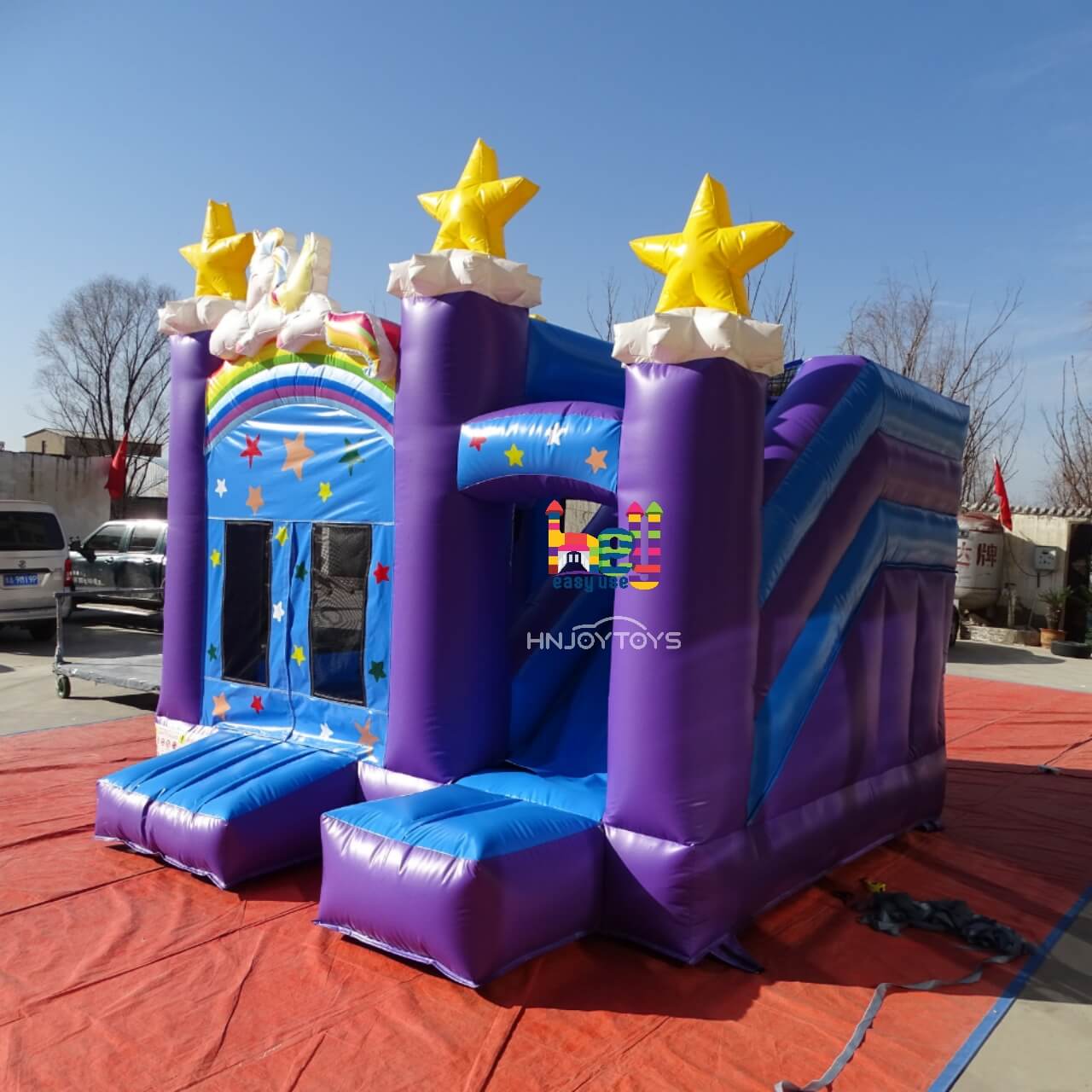 Purple Inflatable Bounce House and Slide Combo For Birthday Party