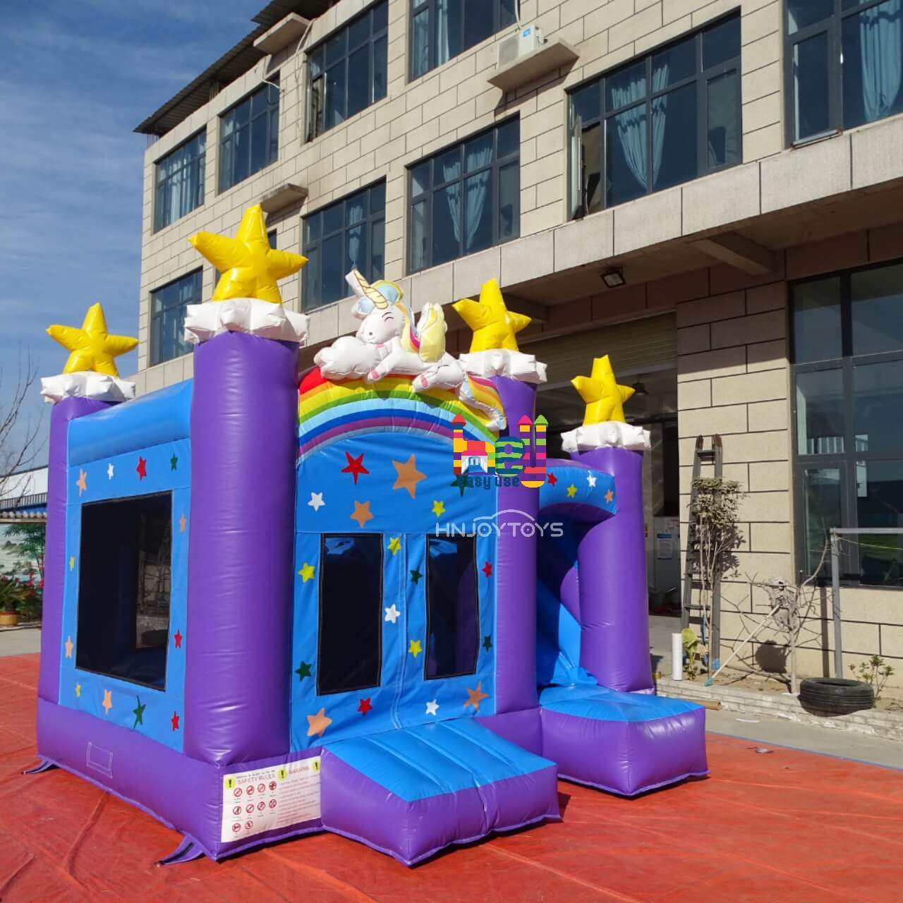 Purple Inflatable Bounce House and Slide Combo For Birthday Party