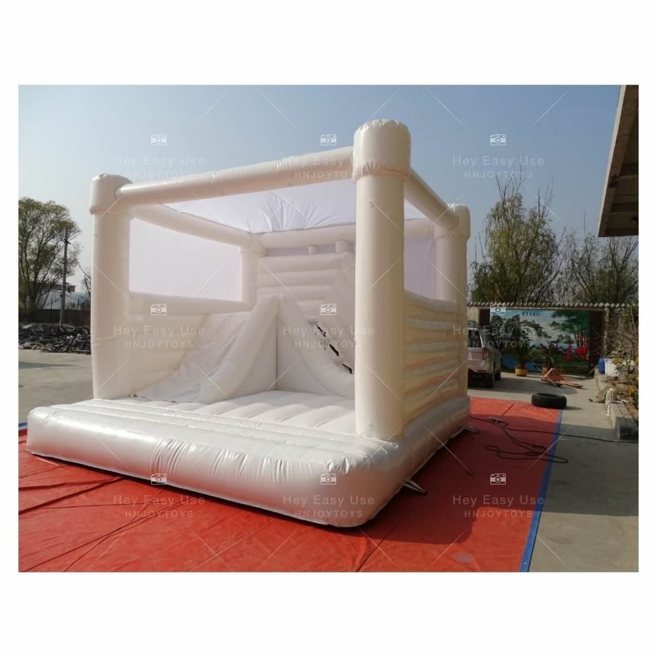 White Jumpy House With Slide Combo