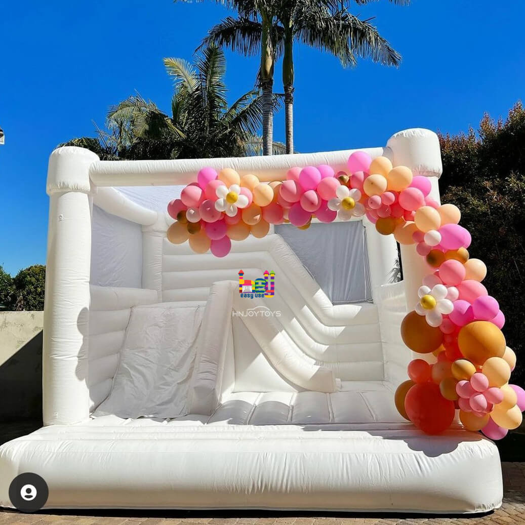 White Jumpy House With Slide Combo