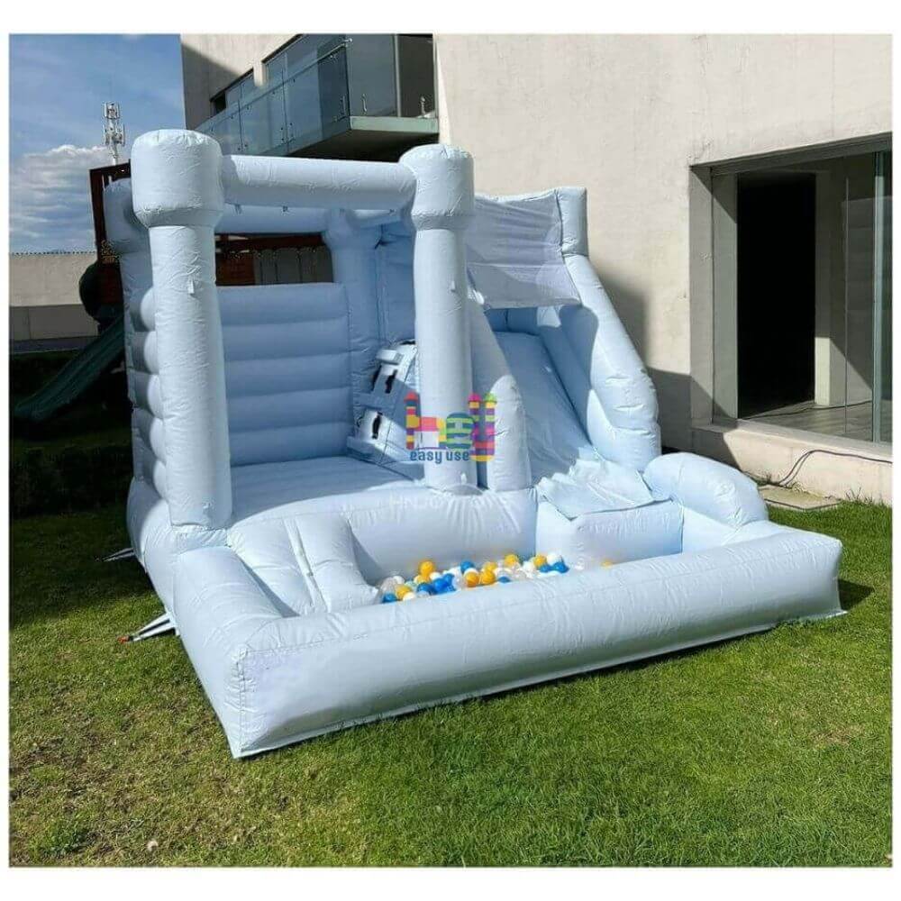 Pastel Inflatable Combo With Ball Pit And Slide