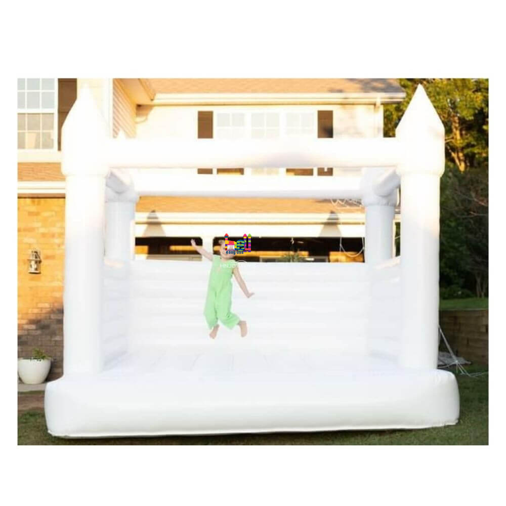 white blow up bounce house