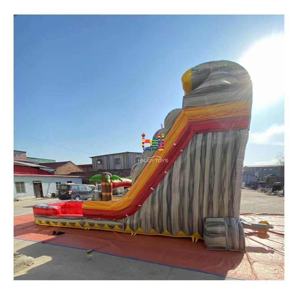 Marble Inflatable Water Slide With Swimming Pool