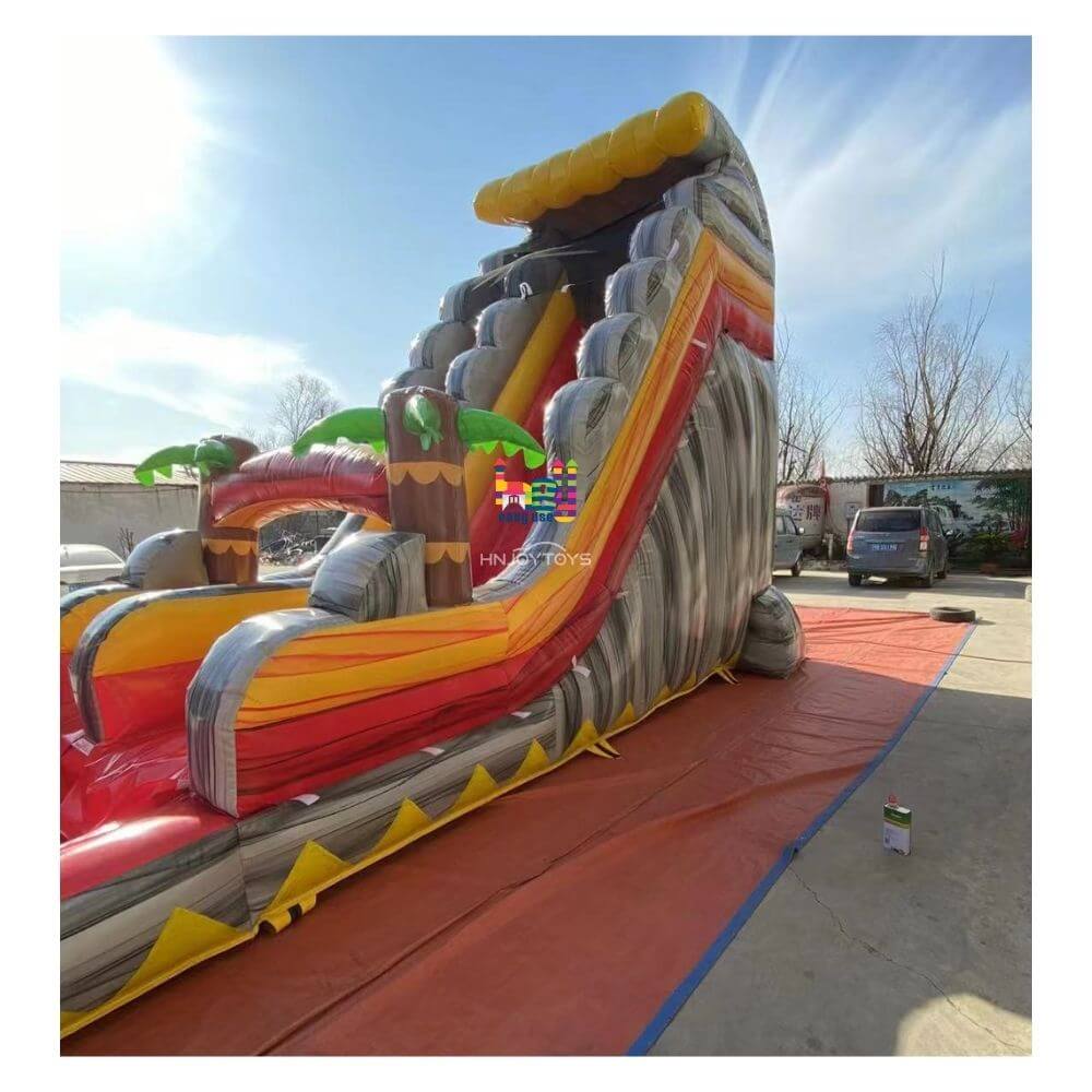 Marble Inflatable Water Slide With Swimming Pool