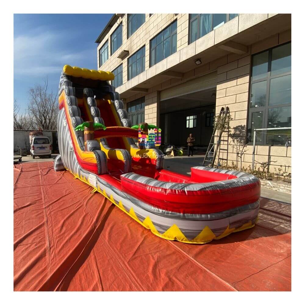 Marble Inflatable Water Slide With Swimming Pool