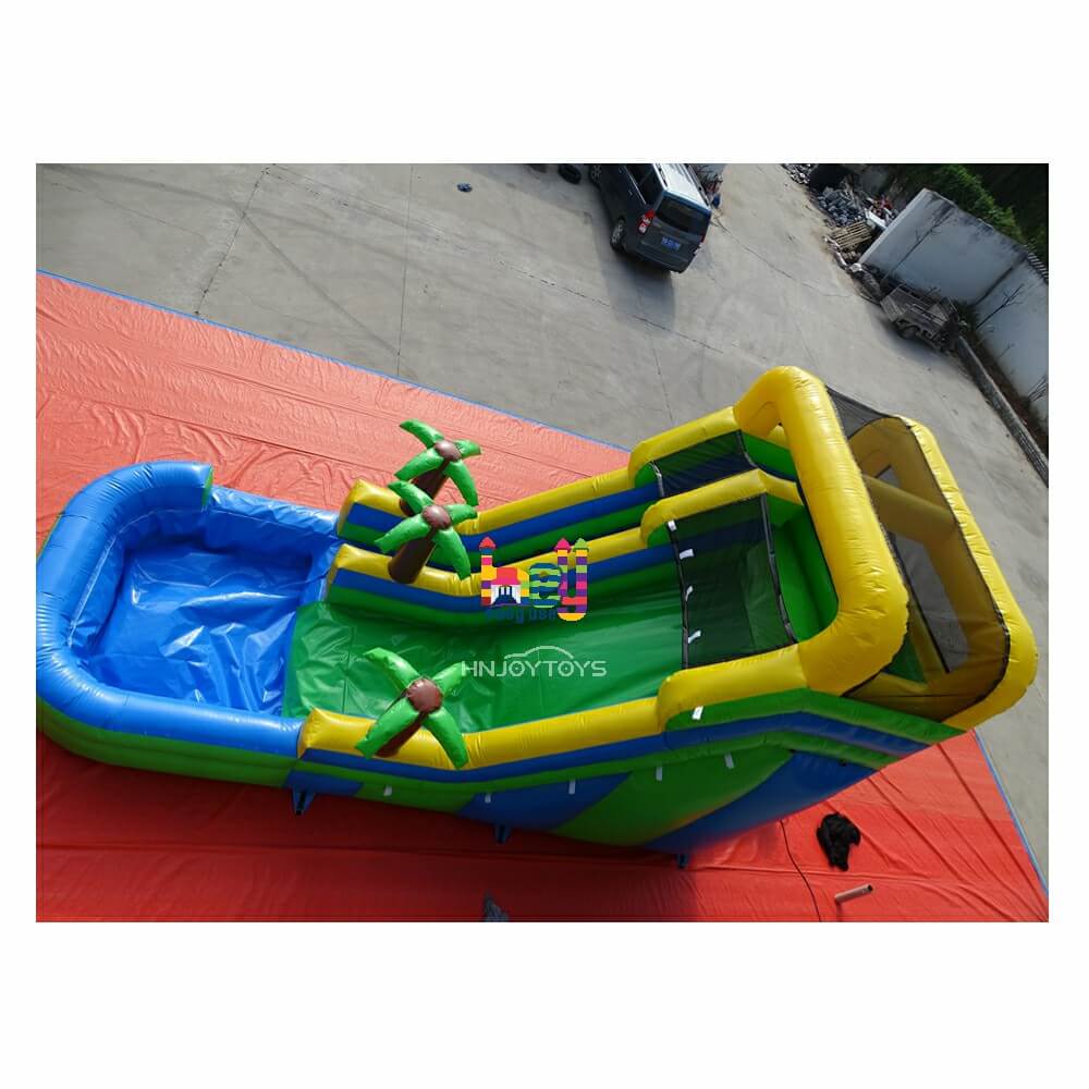 colorful inflatable lake slide