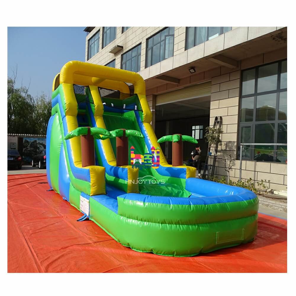 colorful inflatable lake slide