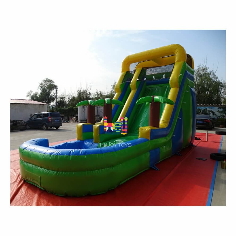 colorful inflatable lake slide