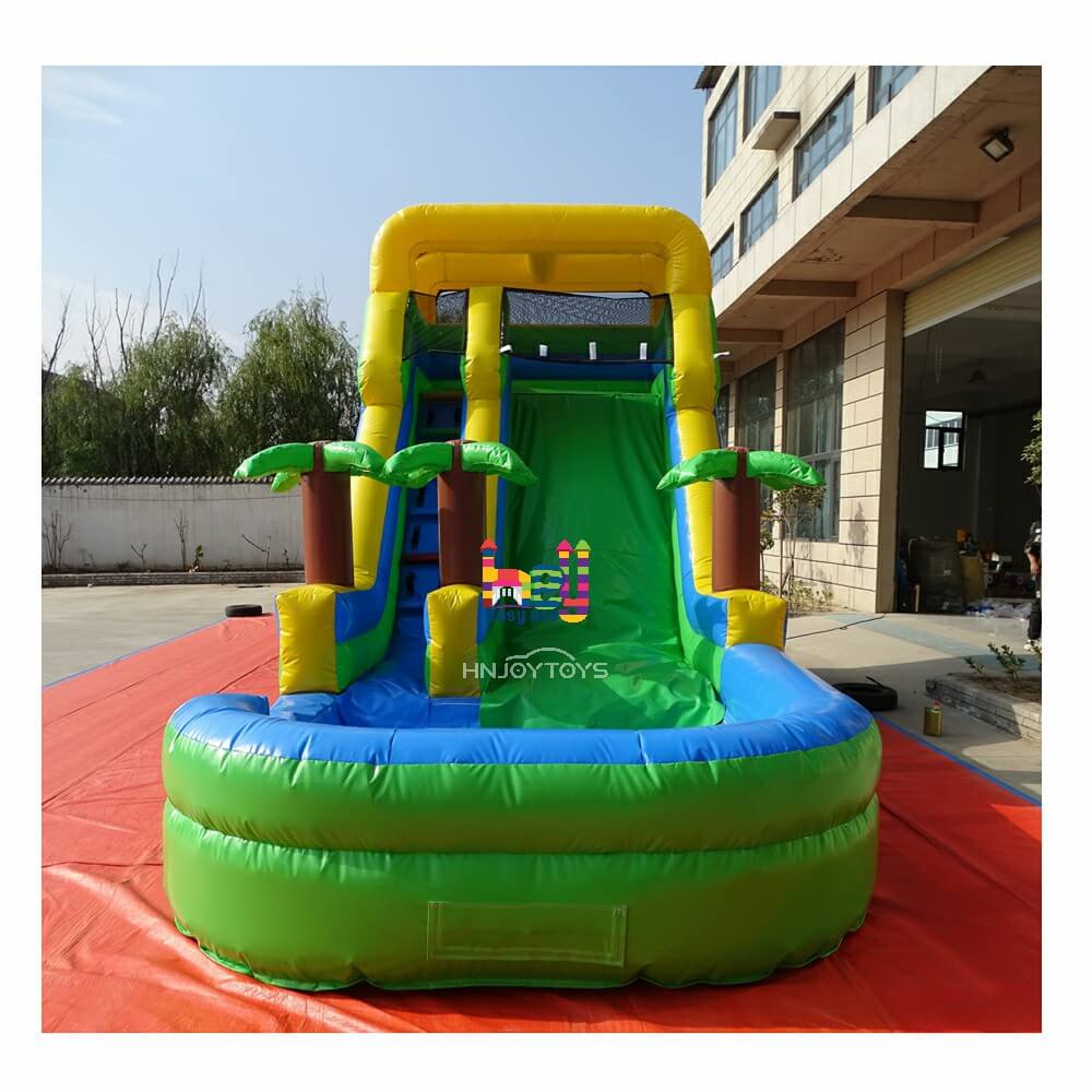 colorful inflatable lake slide