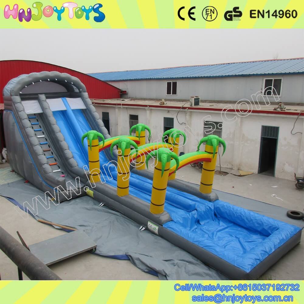 colorful inflatable slide palm tree