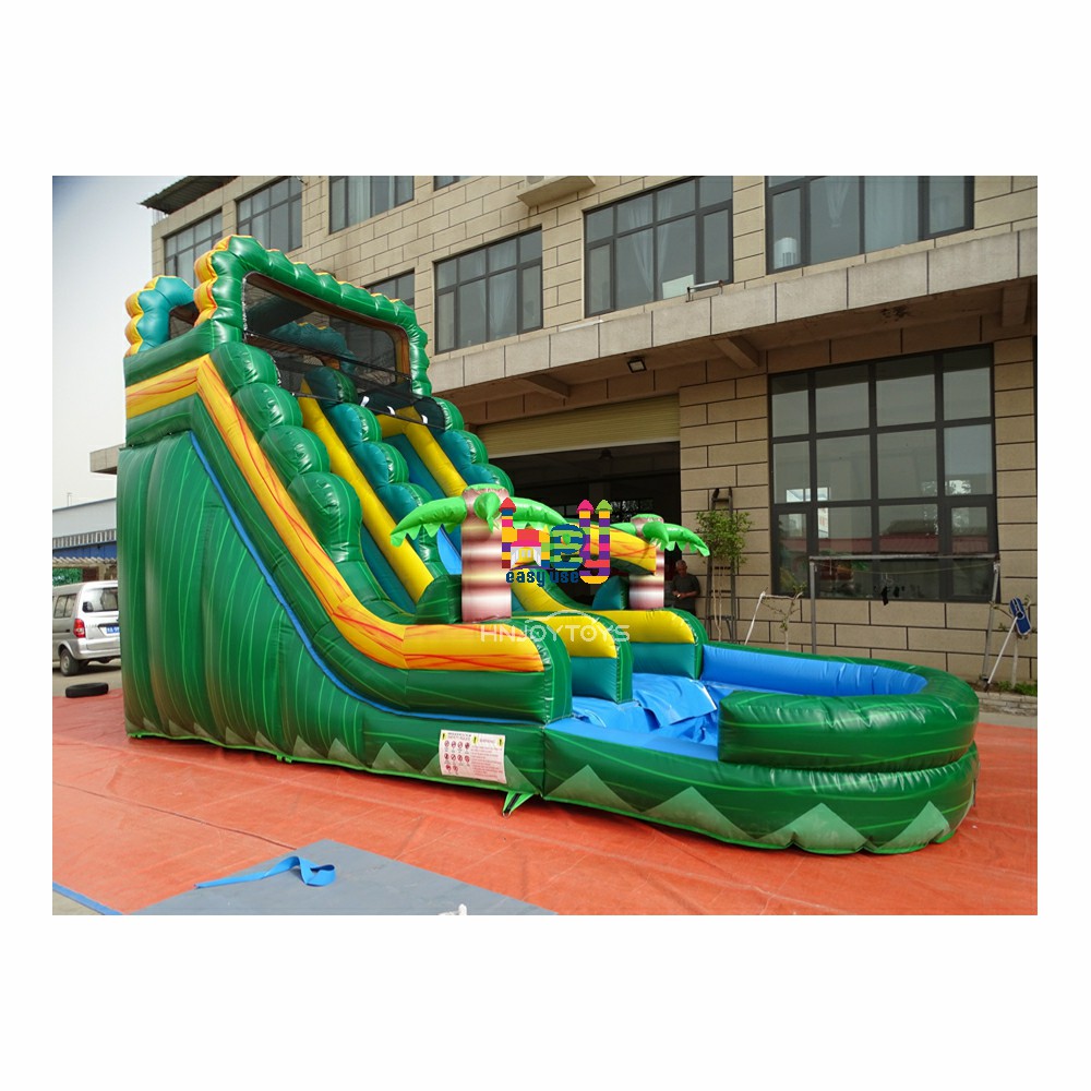 summer playing inflatable bounce castle with water slide