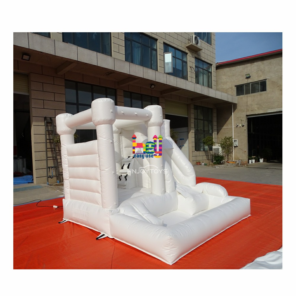 outdoor inflatable white bounce with ball pit and slide