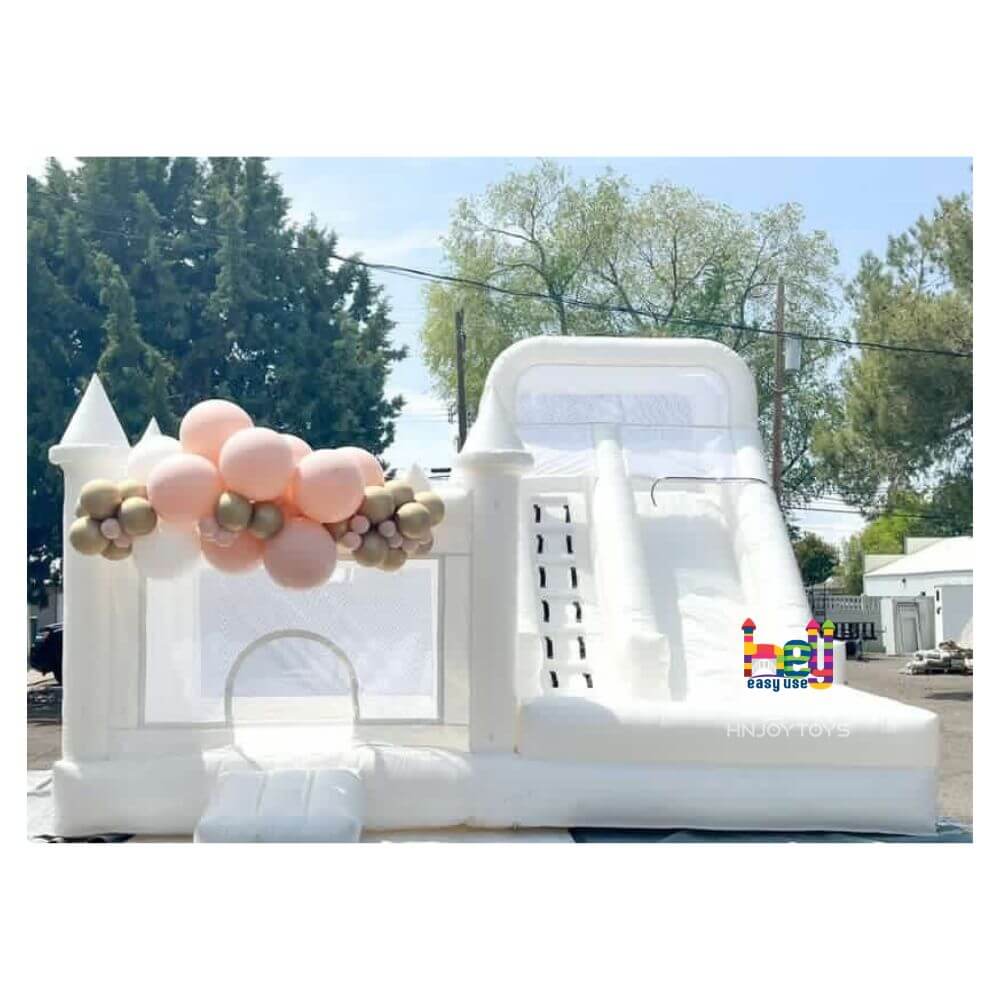 commercal party white inflatable bounce house with ballpit