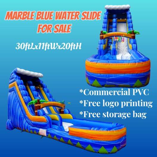 summer water game marble blue inflatable water slide 