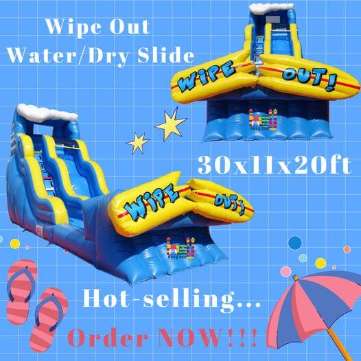 Wipe Out Inflatable Water Slide With Pool