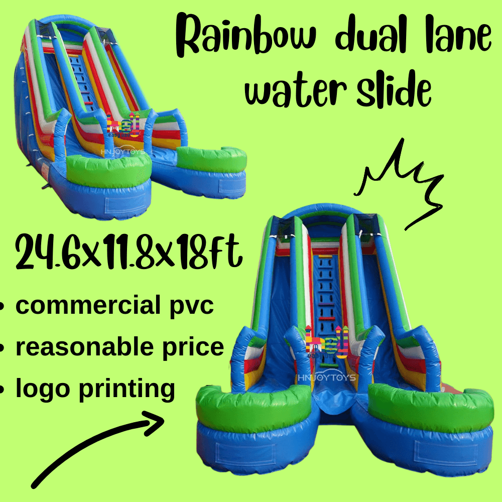 Double Lanes Inflatable Water Slide With Pool For Kids And Adult