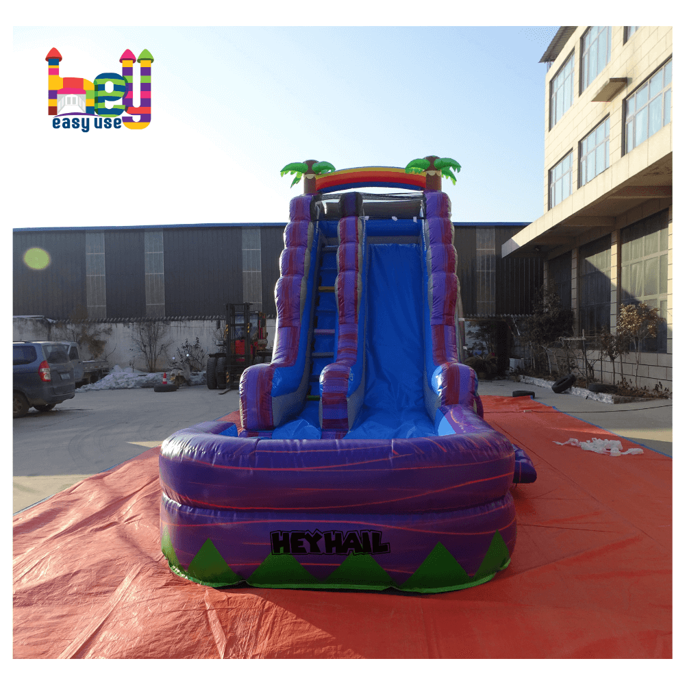 Outdoor Huge Inflatable Water Slide Pool Commercial Cheap For Kid Adult Jumping Palm Tree