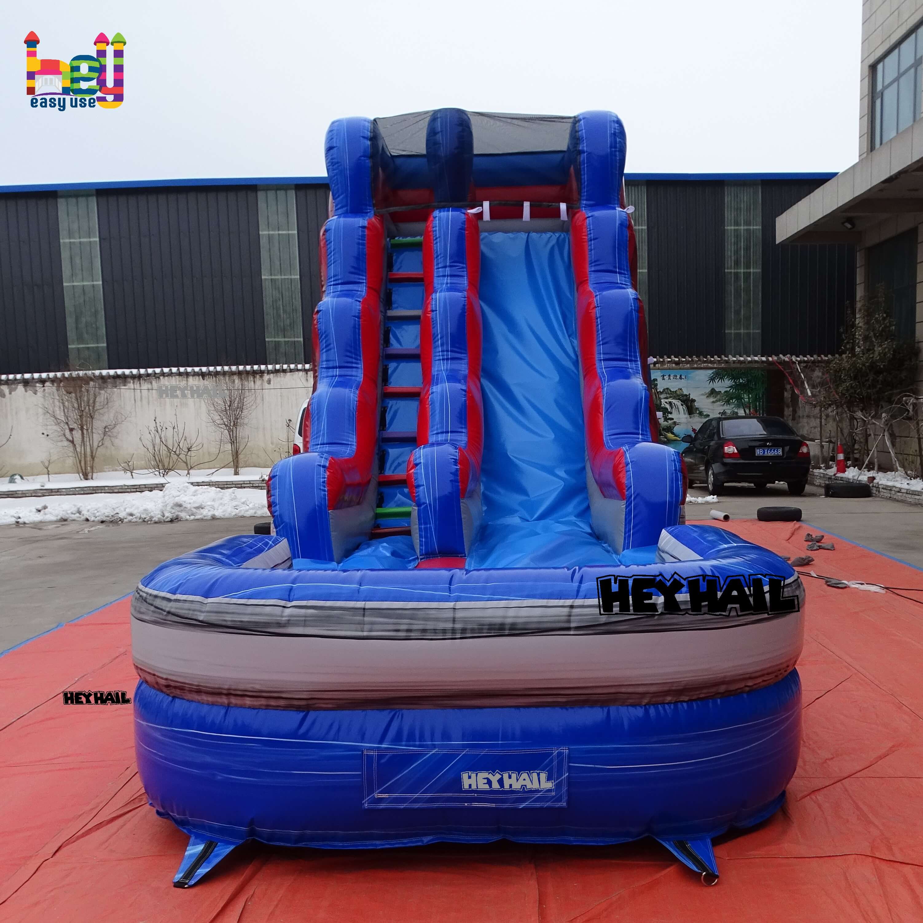 factory price mini inflatbale dry and water slides 