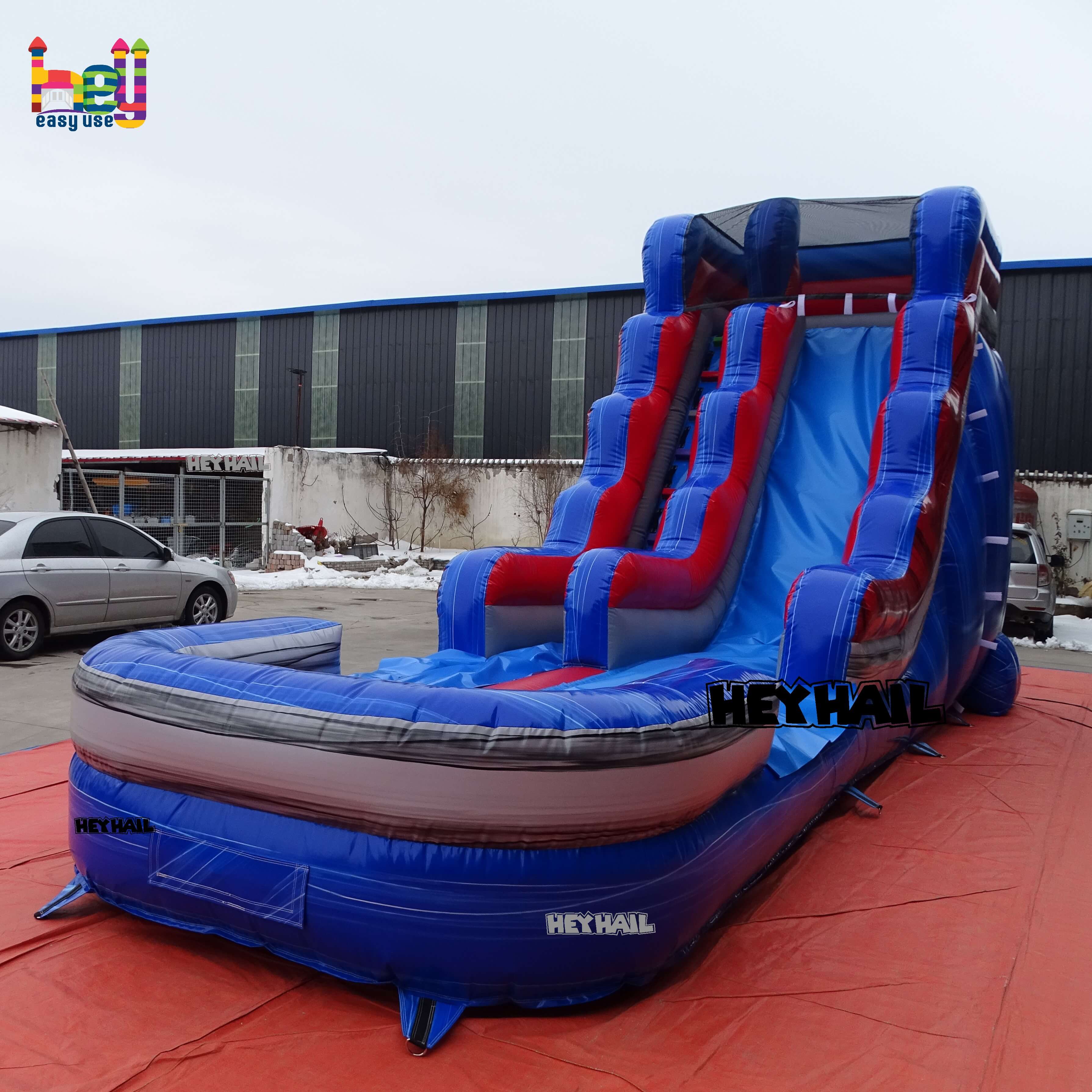 factory price mini inflatbale dry and water slides 