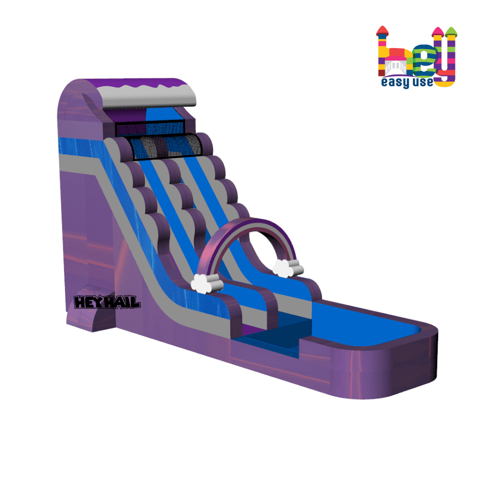 Purple Inflatable Marble Slide With Pool