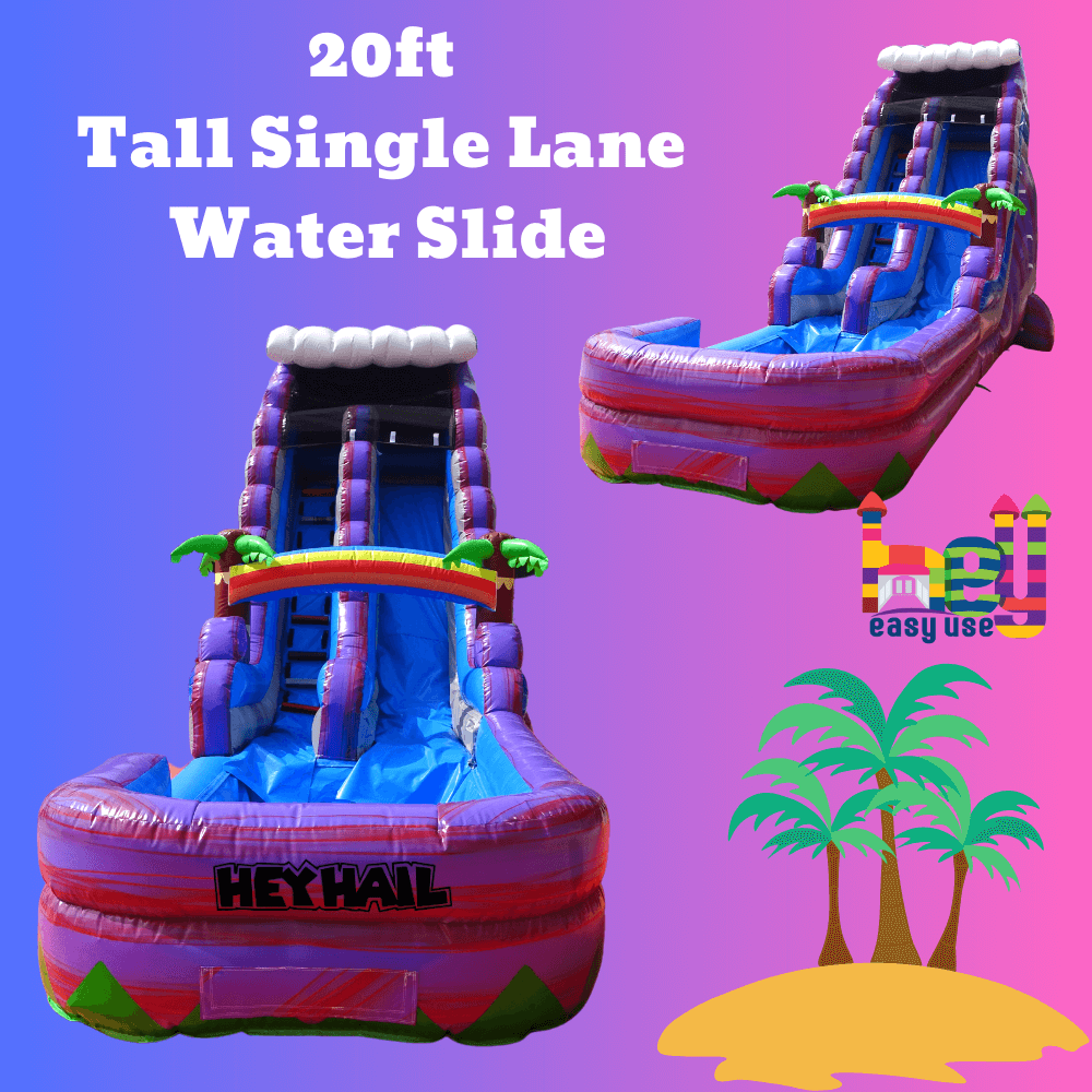 Purple Marble Commercial Grade Inflatable Water Slide With Pool Water Sliding