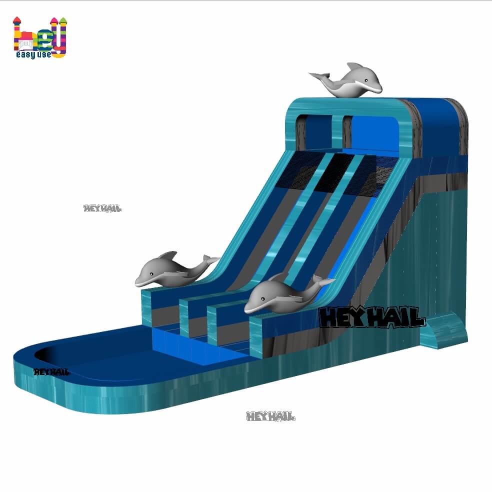 holiday theme double dolphin inflatable water slide