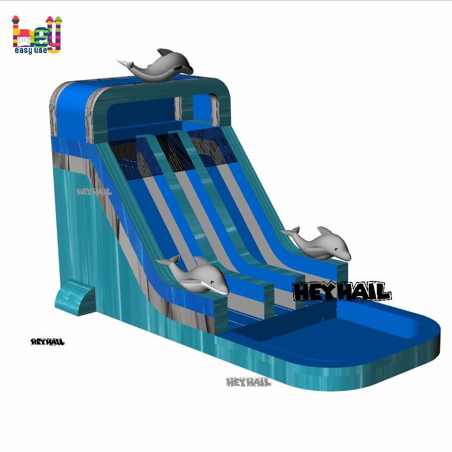 holiday theme double dolphin inflatable water slide