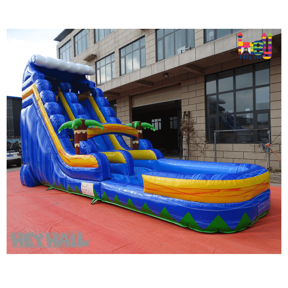 New Design Colorful Backyard Inflatable Water Slides With Pool 