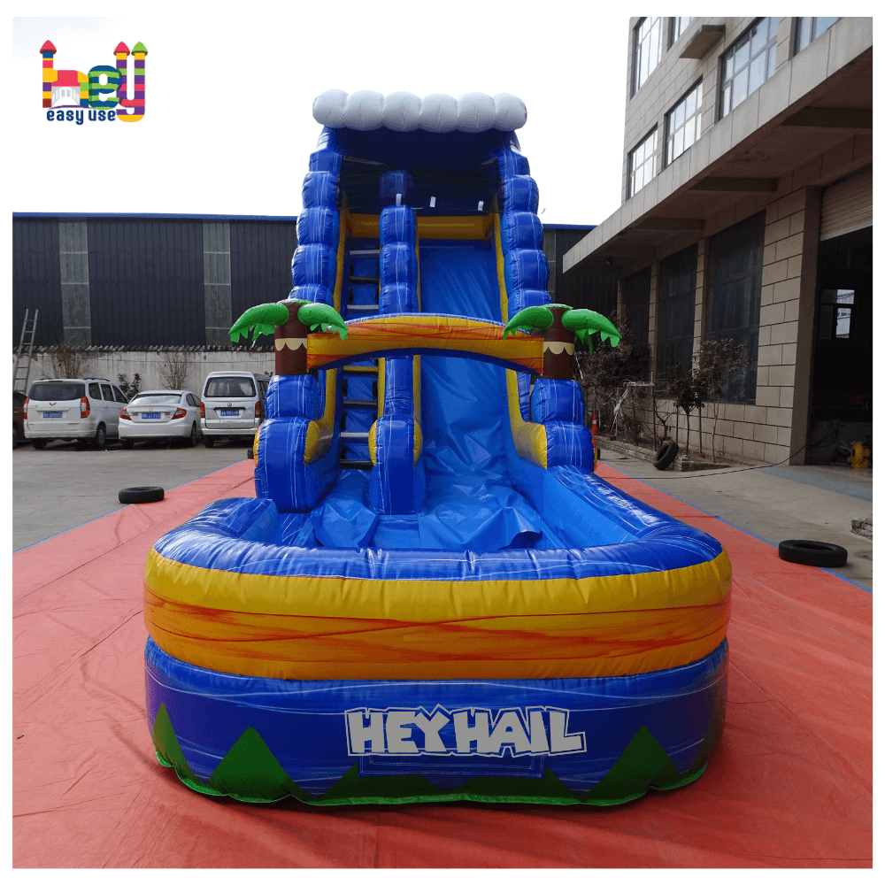 New Design Colorful Backyard Inflatable Water Slides With Pool 