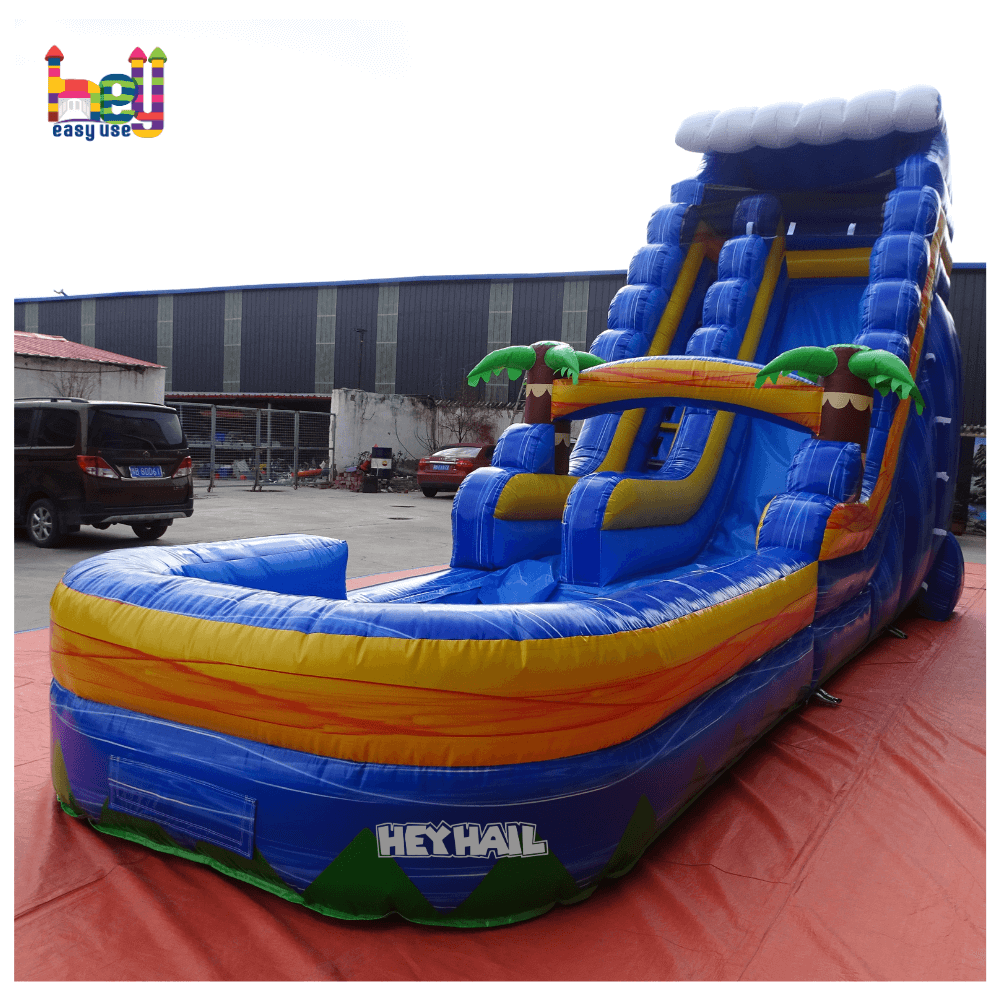 New Design Colorful Backyard Inflatable Water Slides With Pool 