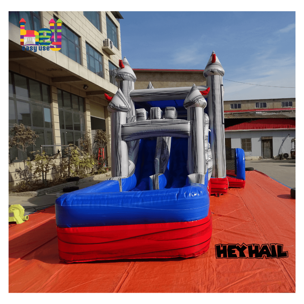 new style inflatable bounce house with slide and pool